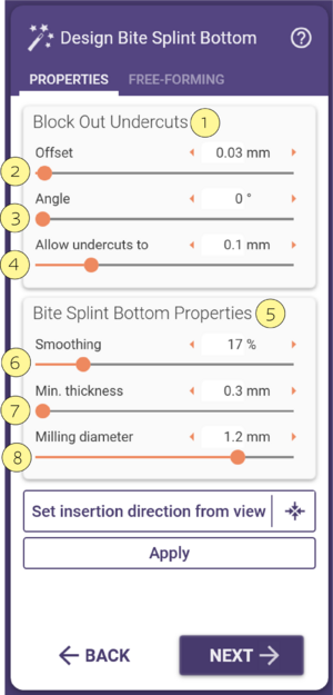 Design Bite splint bottom properties 3.2.png